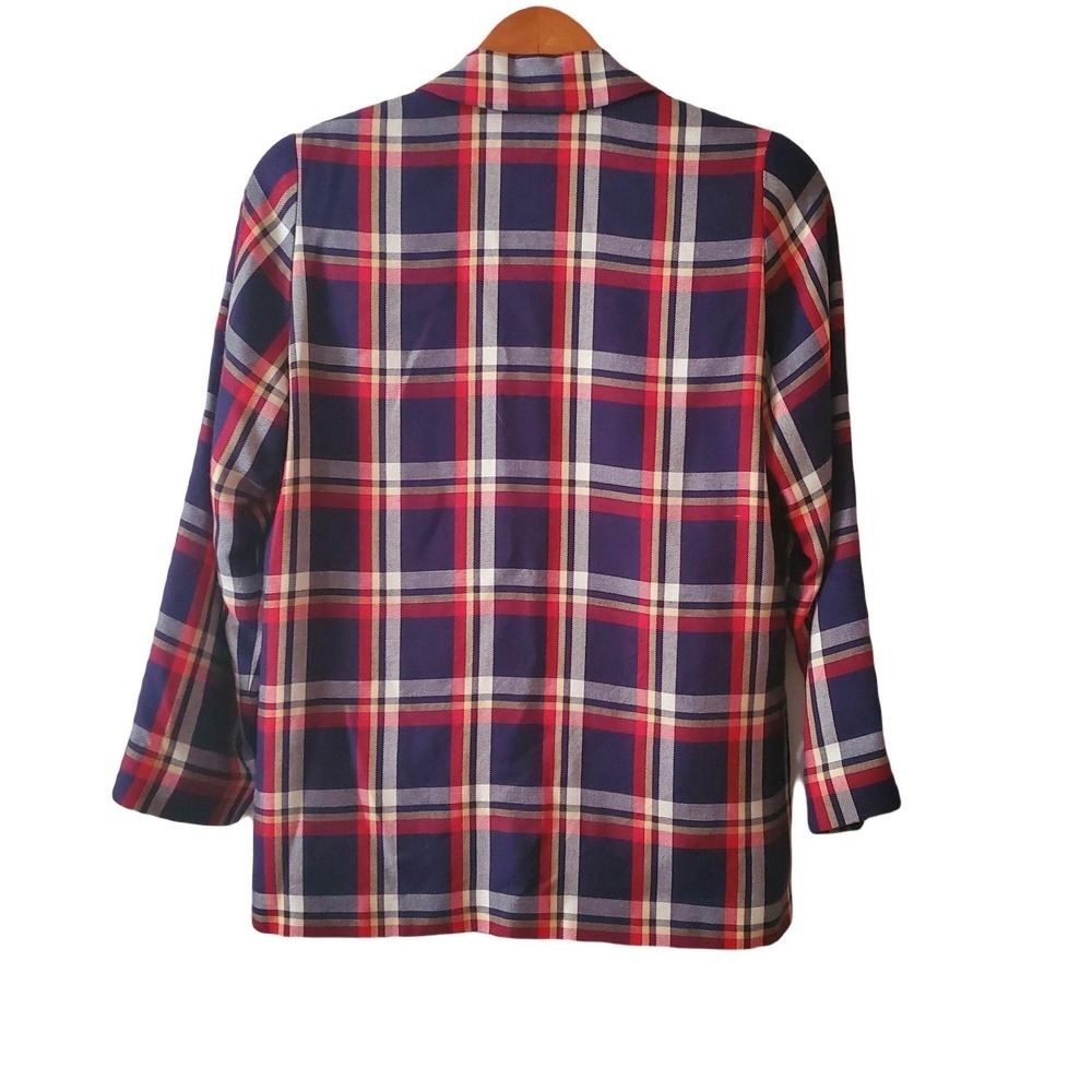 Pendleton Women's Vintage Red Blue Tartan Plaid Blazer Jacket Top Size Petite - Picture 3 of 12
